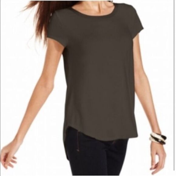 💼NWT Alfani Urban Olive Green Hi/lo top - Picture 3 of 11